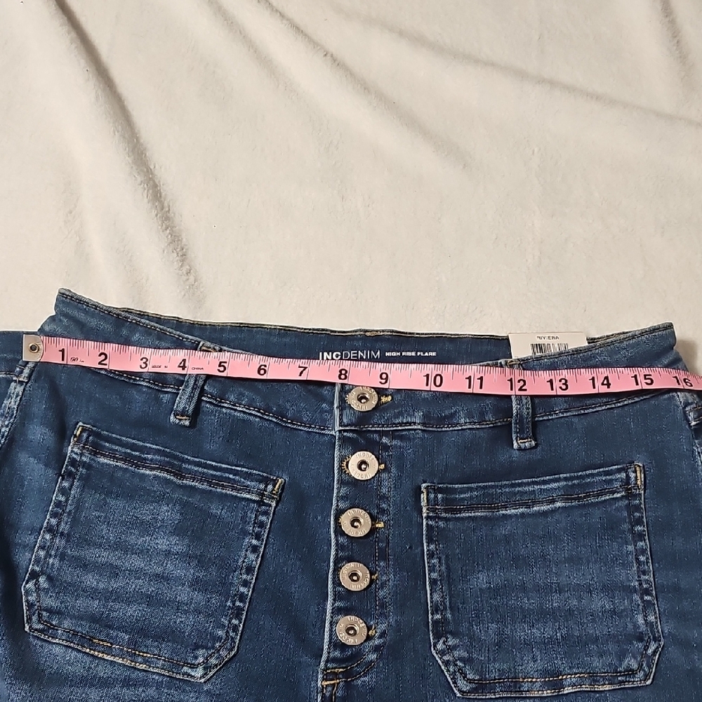 INC International Concepts Dark Blue Flare Jeans - Picture 9 of 12